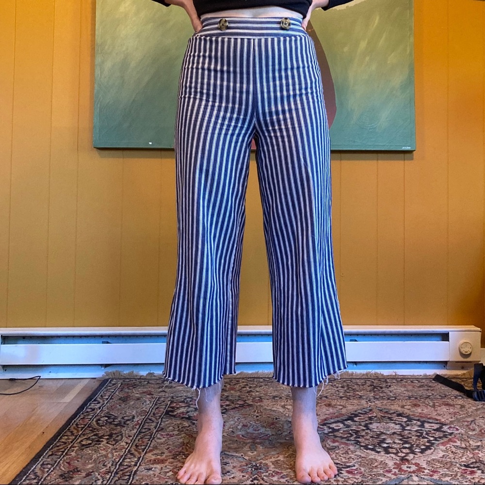 Cropped Striped Sailor Pants